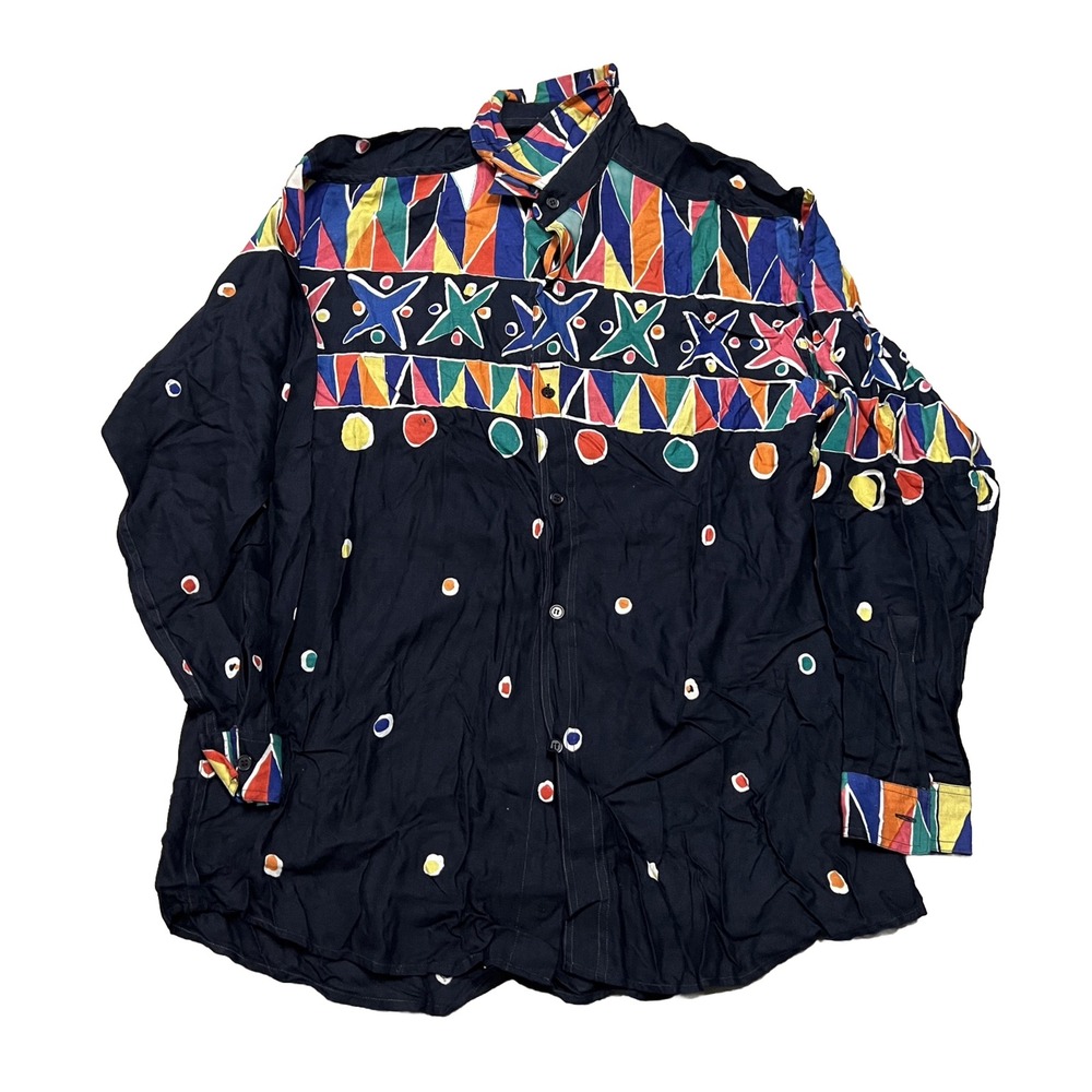 Substudio Button Up Shirt Mens L Trippy Psychedelic‎ Print NOS Vintage 80s